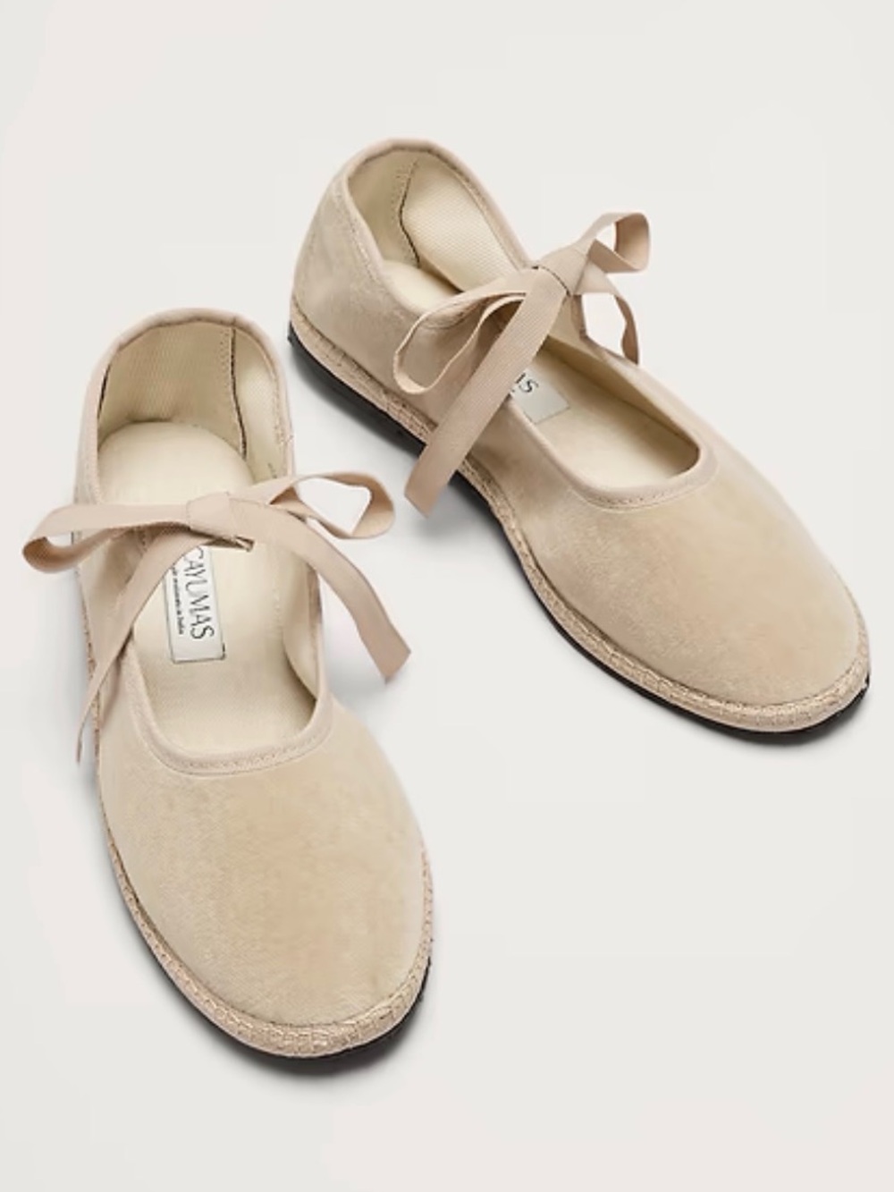 Cayumas Salome Velvet Flat | Beige